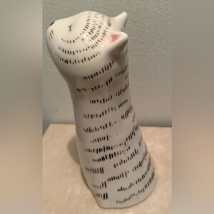 Black & White stripped cat night light. 10” H battery operated.